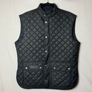 BELSTAFF Men Icon Diamond Quilted Waistcoat Vest in Black Sz 52/L Made in Italy
